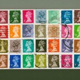 USED BRITISH POSTAGE STAMPS / WRONGNOTES (:h~i~inv: (HIDEOUS WHEEL INVENTION))
